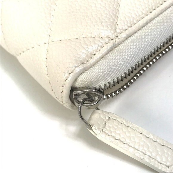 CHANEL A50097 Matelasse CC CC Mark Zip Around Quilted Wallet Long Wallet White - Picture 5 of 16